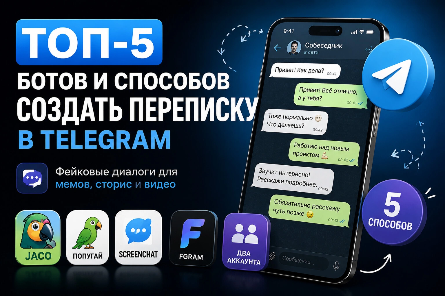 ТОП-5 ботов и способов создать переписку в Telegram в 2026 году