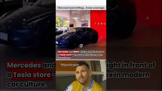 Mercedes & BMW Drift in Front of a Tesla Store 🔥