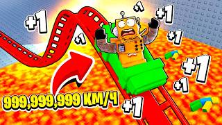РАЗОГНАЛ ТЕЛЕЖКУ ДО СКОРОСТИ 999,999,999 КМ/Ч на САМОЙ БЕЗУМНОЙ ГОРКЕ из РЕЛЬСОВ в РОБЛОКС!