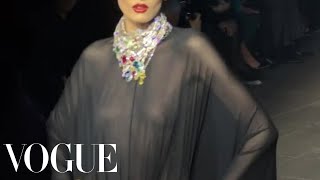 Alex Consani Walks the Gucci Runway In Times Square
